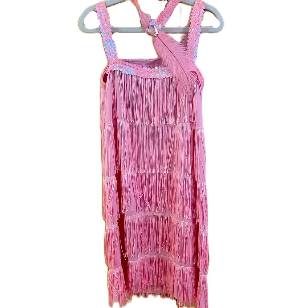 Girls 10/12 20s flapper dress with feather headband